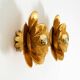 Two beautiful, large, gilt wall lamps, "Water Lily," Italy, 1960s