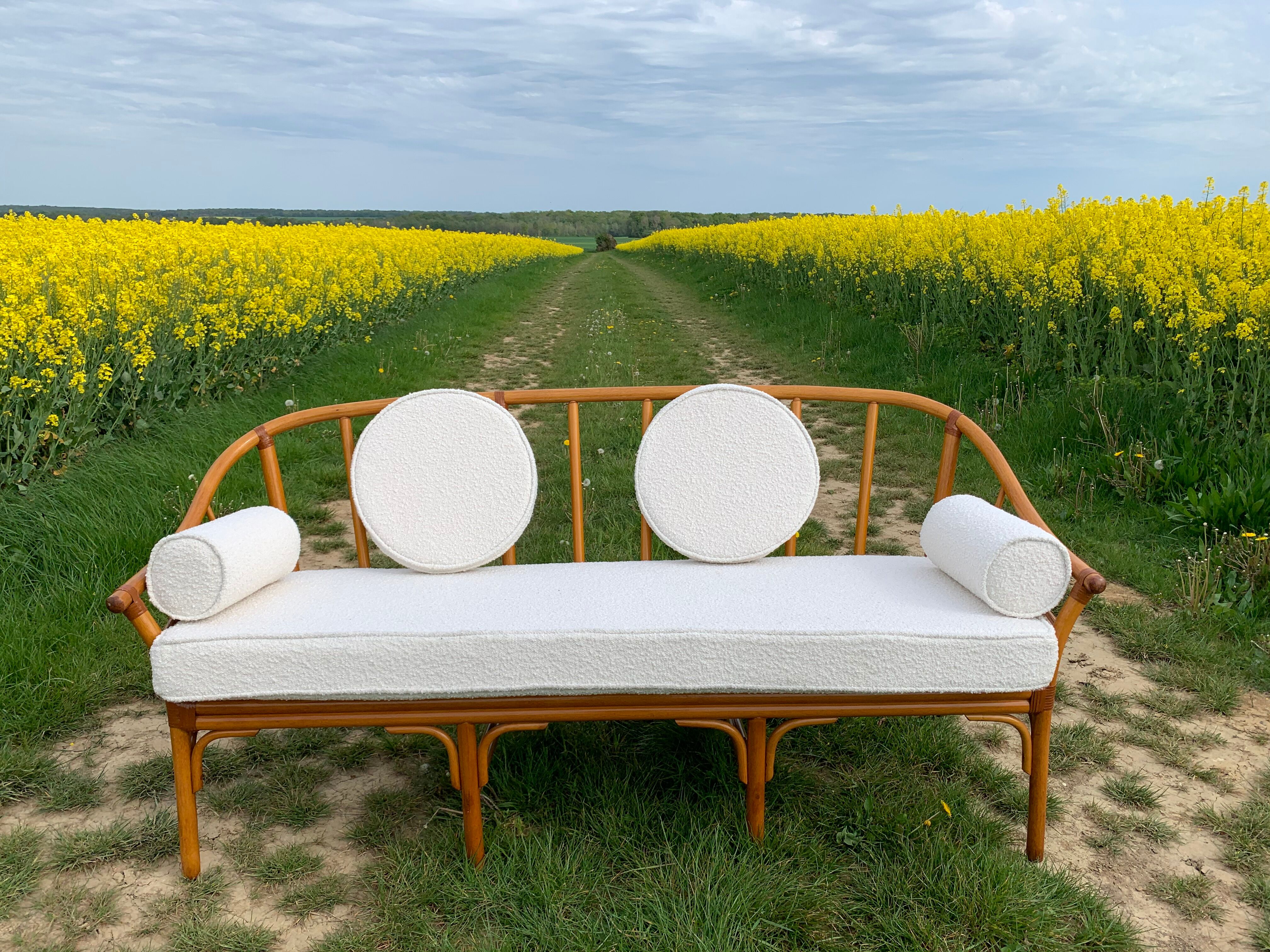 Vintage rattan bench