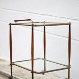 Rolling trolley in wood and brass, rolling bar, servant, trolley, 1950 Cesare Lacca for arredoluce