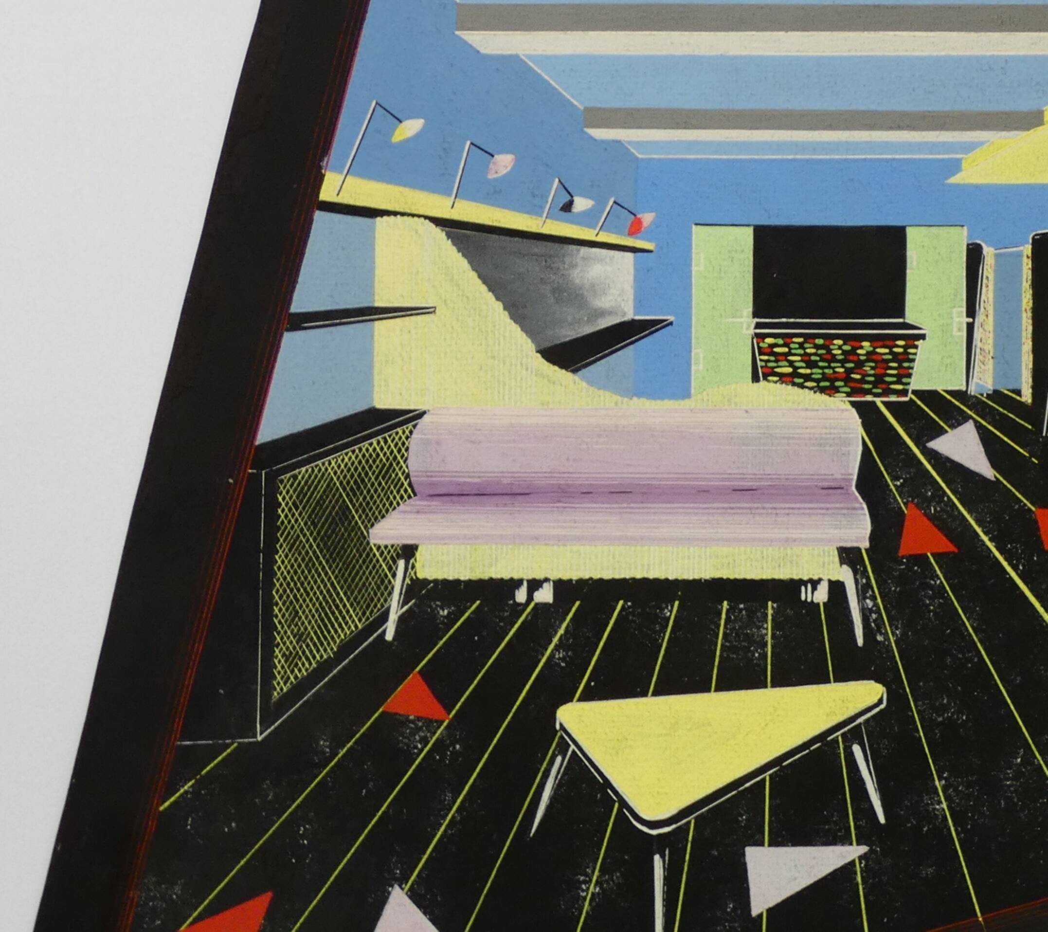 1950s shop fitting project - large original gouache - 1955 -