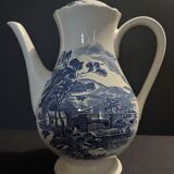 Faience pouring coffee maker Gien decor countryside blue