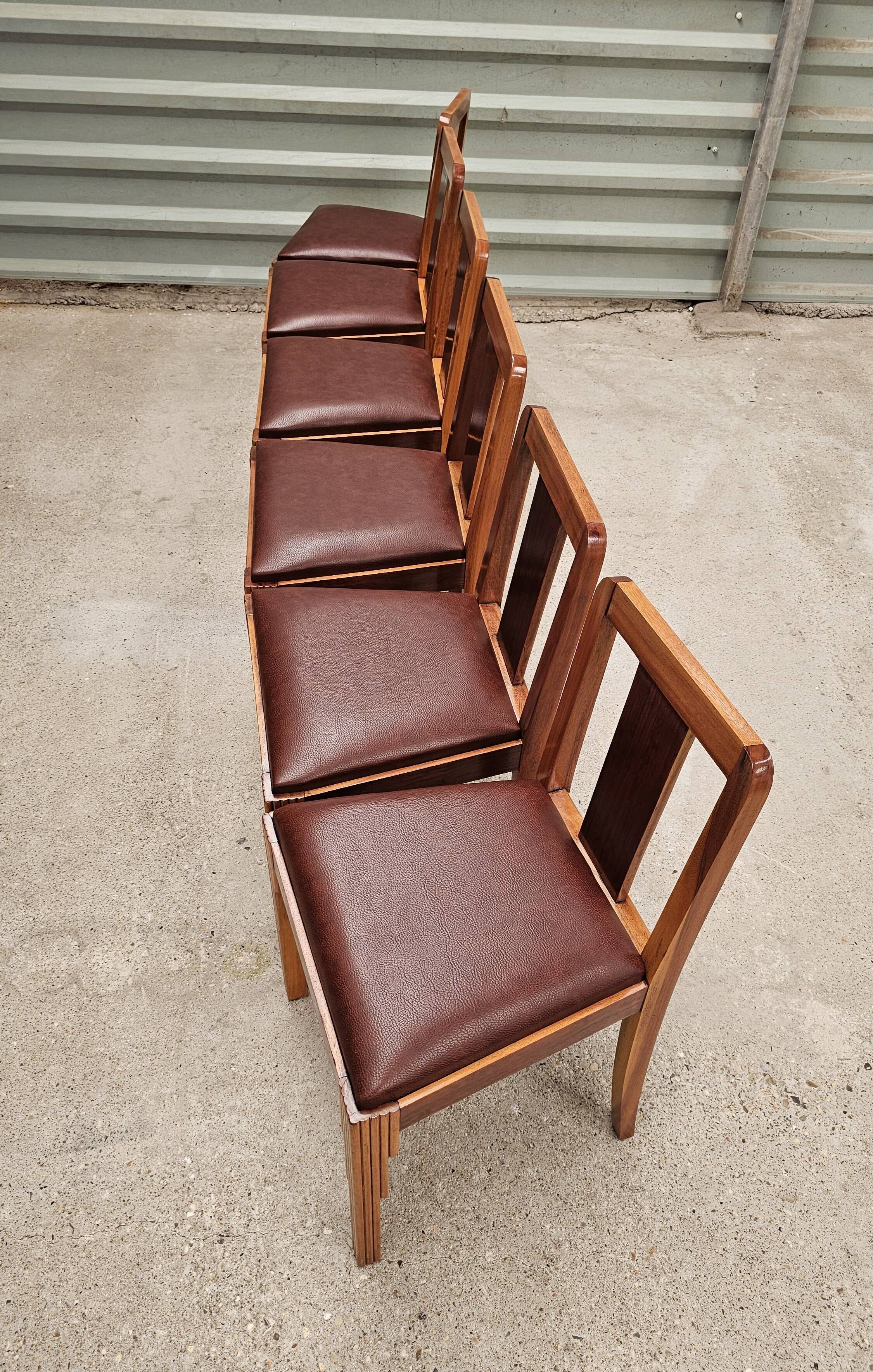 Lot of table and 6 Art Deco chairs from Saddier & fils