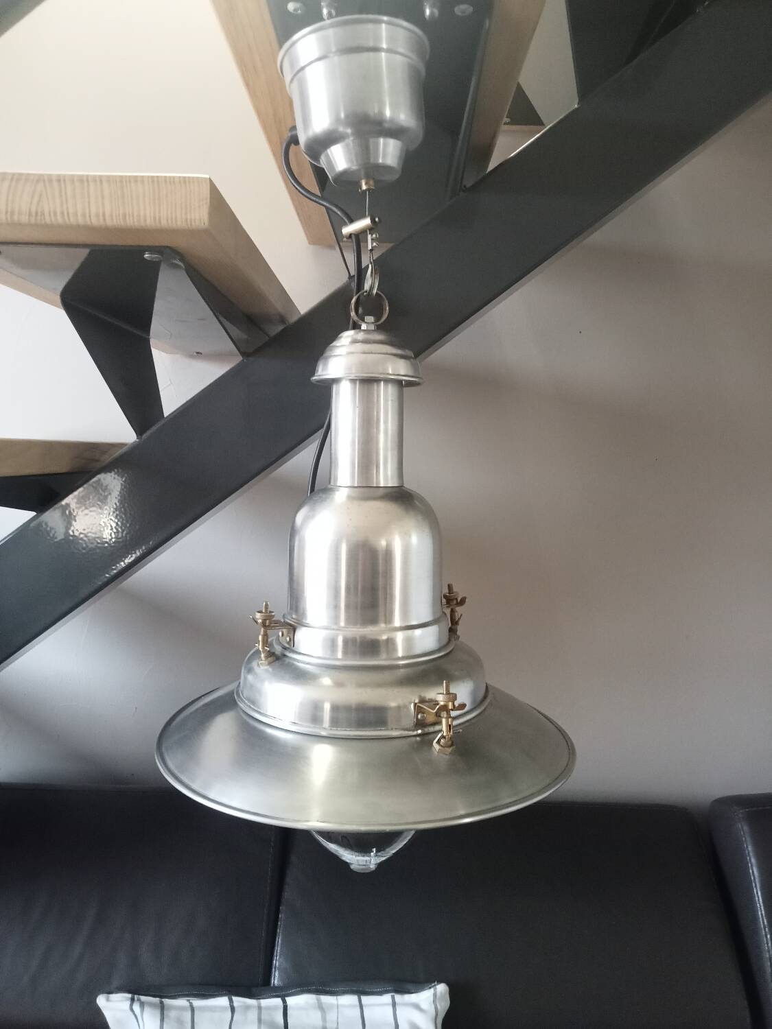 Lustre industriel vintage italien uccello fisherman