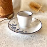 Glazed ceramic shell with painted floral decoration