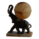 Art Deco Table Lamp, Elephant with Alabaster Globe, Early 20th Century, 1930s