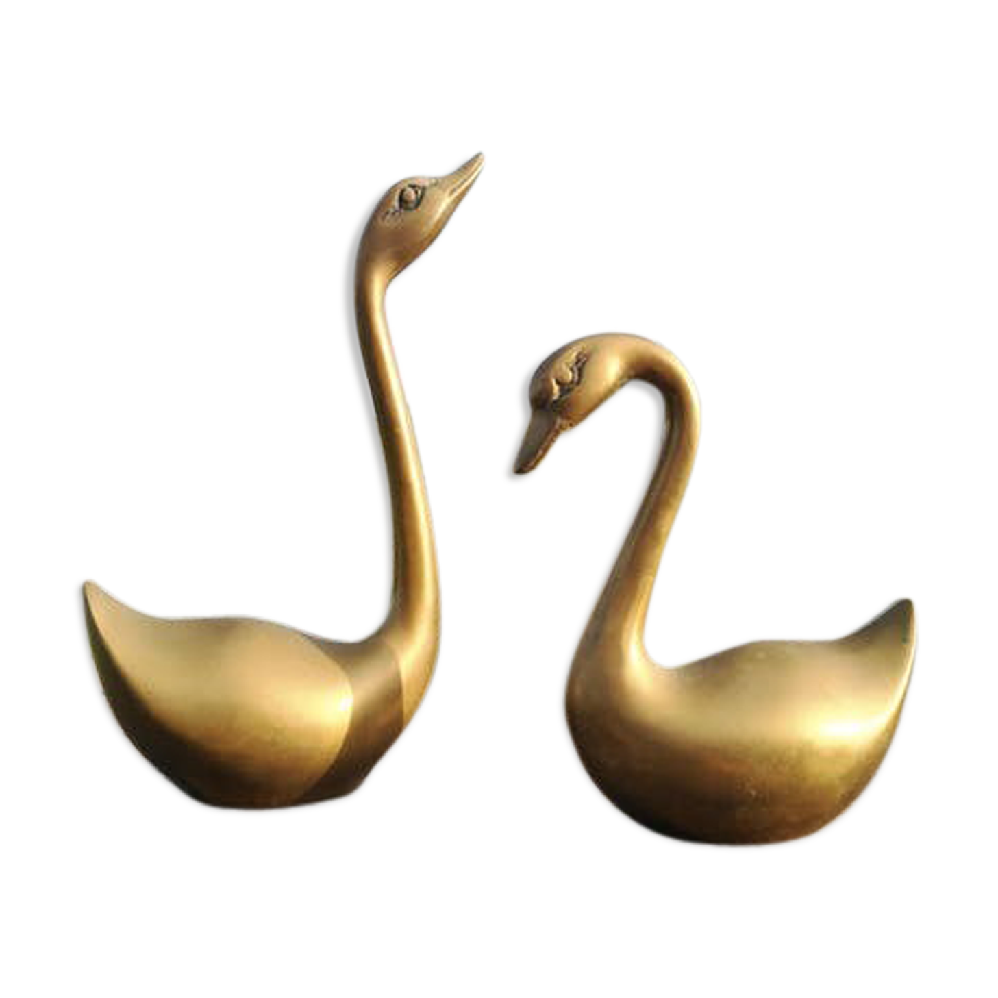 Paire de grands cygnes en laiton