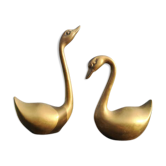 Paire de grands cygnes en laiton