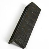 A set of solid 1970s Brutalist pull handles with letter slot and doorbell