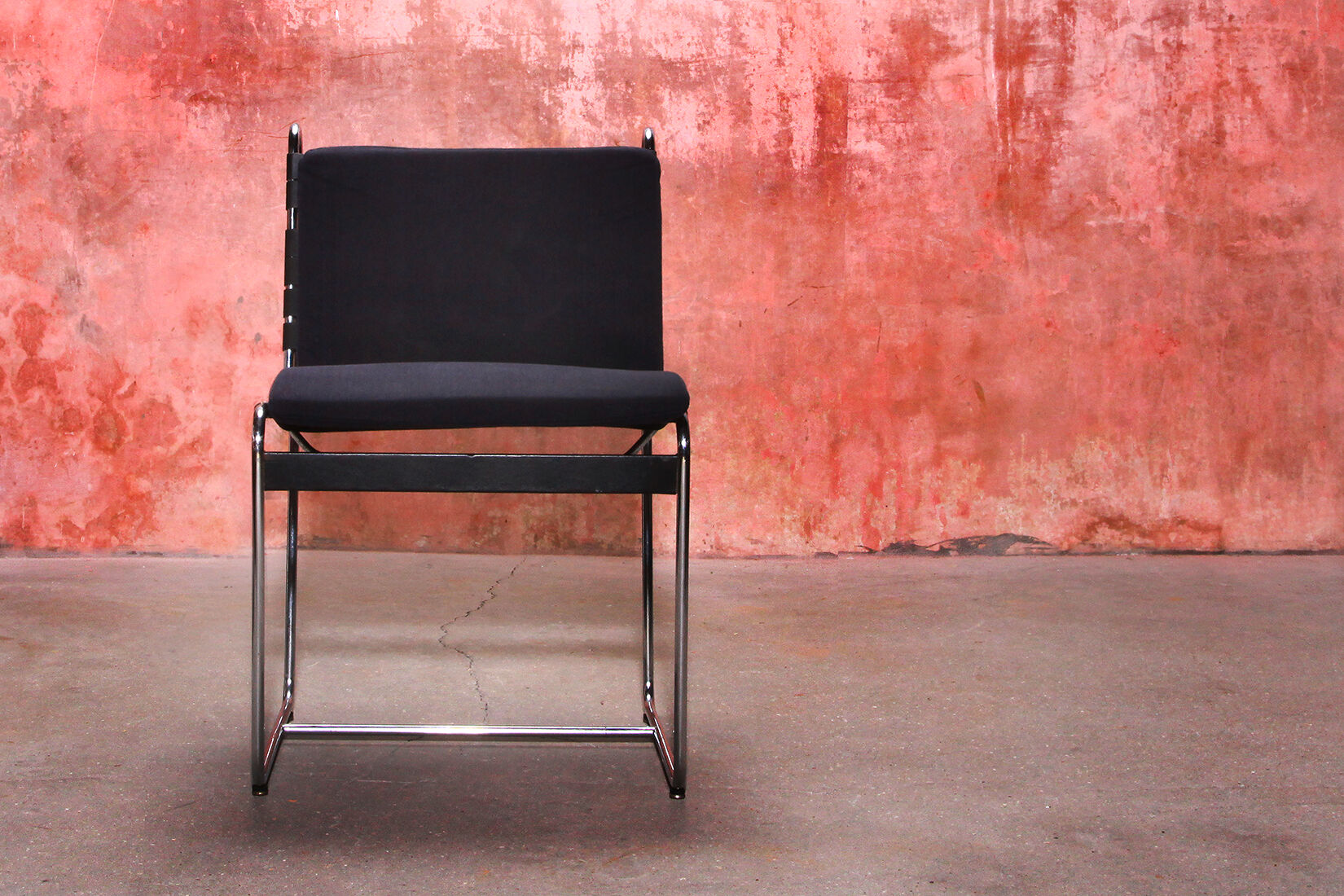 Set of four vintage chrome metal tube mid century chairs