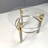 Table d'appoint vintage en laiton en forme de bouquetin ou d'antilope, années 1970