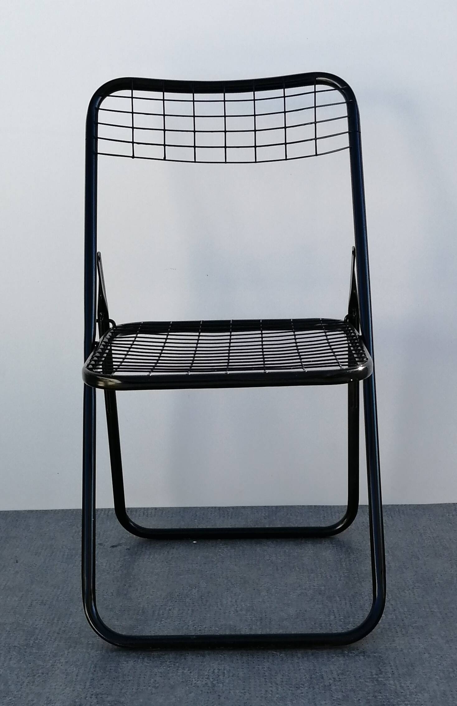 Vintage black metal folding chair 1970s
