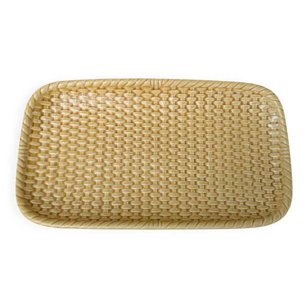 Ancien plat rectangulaire imitation osier Gien Création Val d'Or