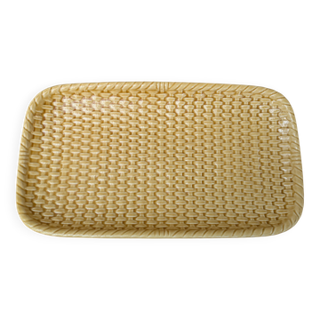 Ancien plat rectangulaire imitation osier Gien Création Val d'Or
