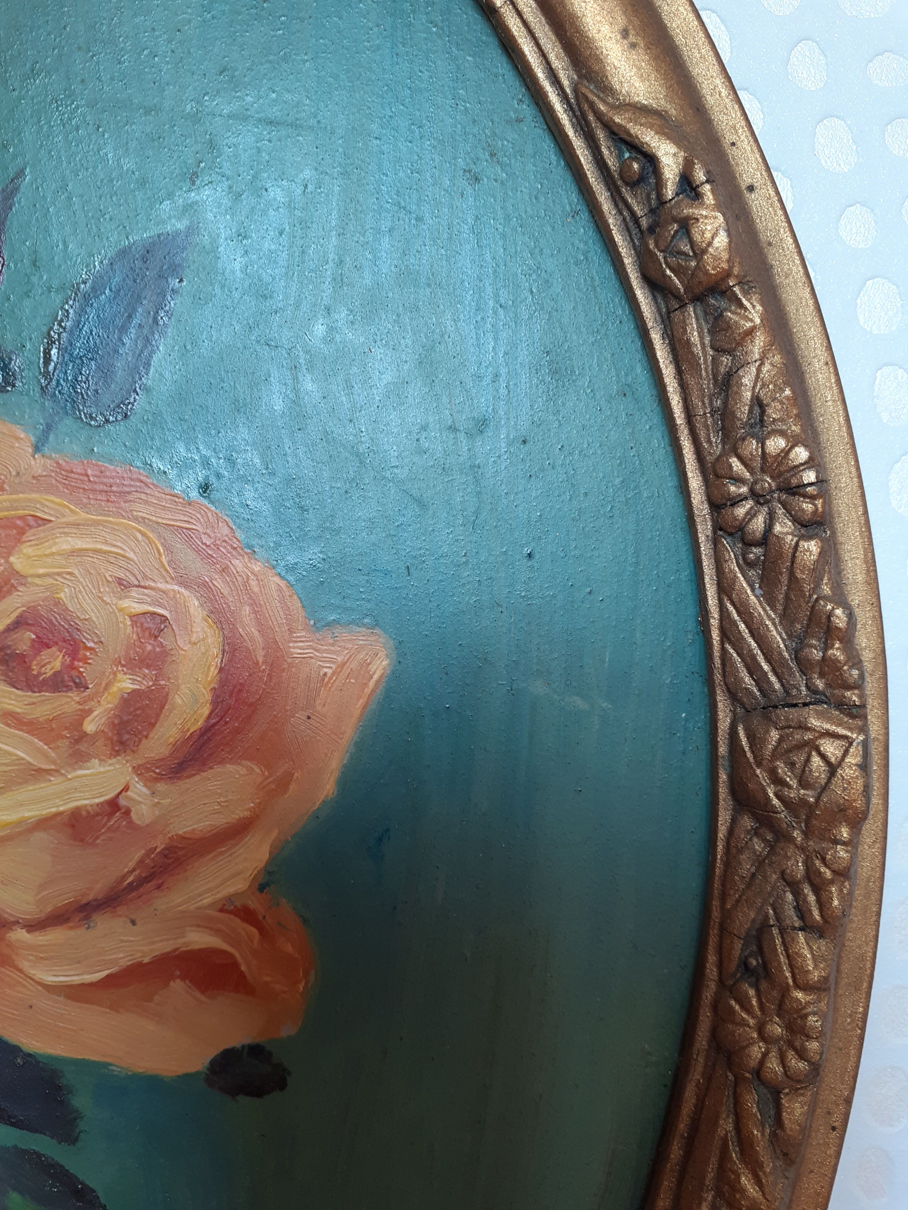 Tableau ovale roses