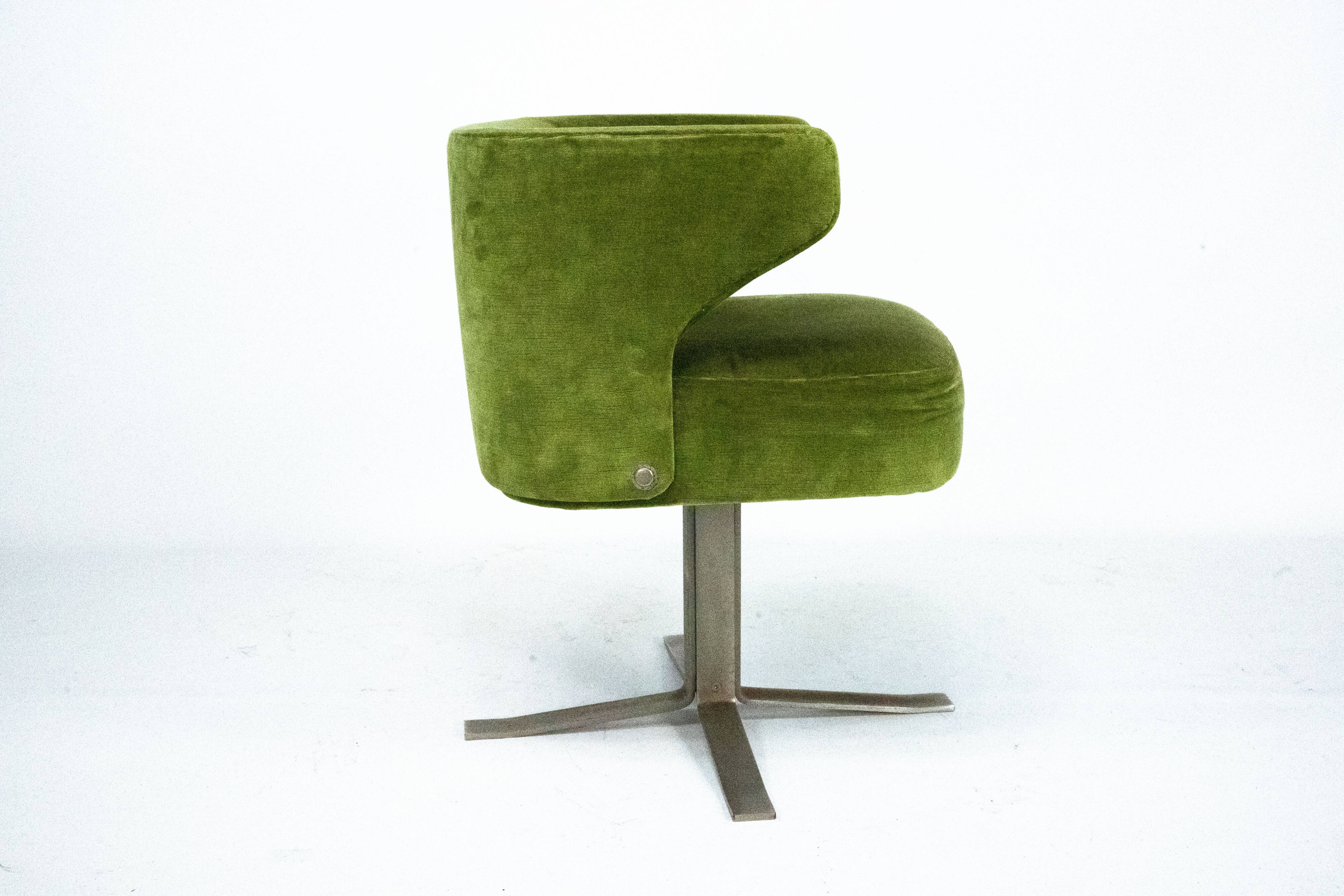 Set of four green Gianni Moscatelli Swivel Poney Chairs for Formanova, 70s