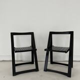 Pair of wooden folding chairs in the style of Aldo Jacober