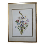 Lithograph bouquet of wild flowers in gilded frame