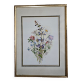 Lithograph bouquet of wild flowers in gilded frame
