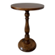 Small vintage wooden side table | Round accent table | Turned leg