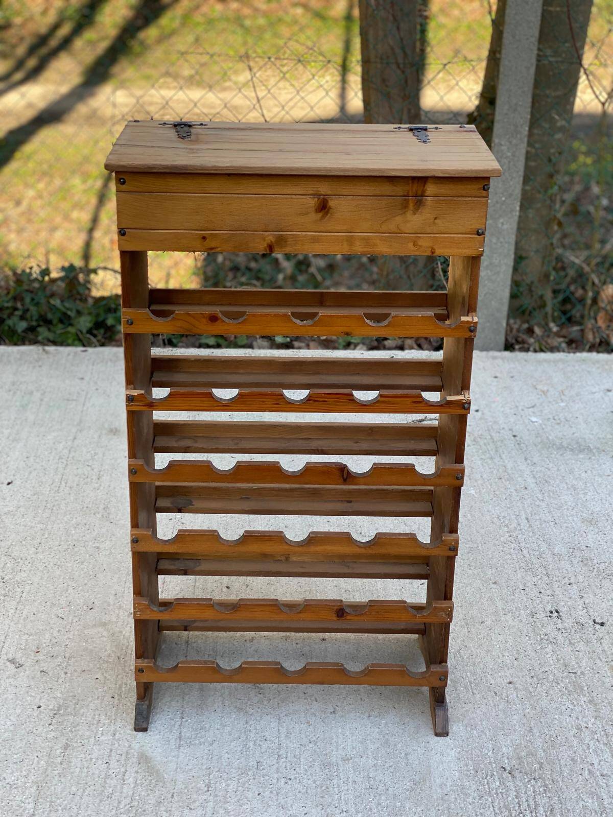 Solid wood wine rack bottle storage with drawer