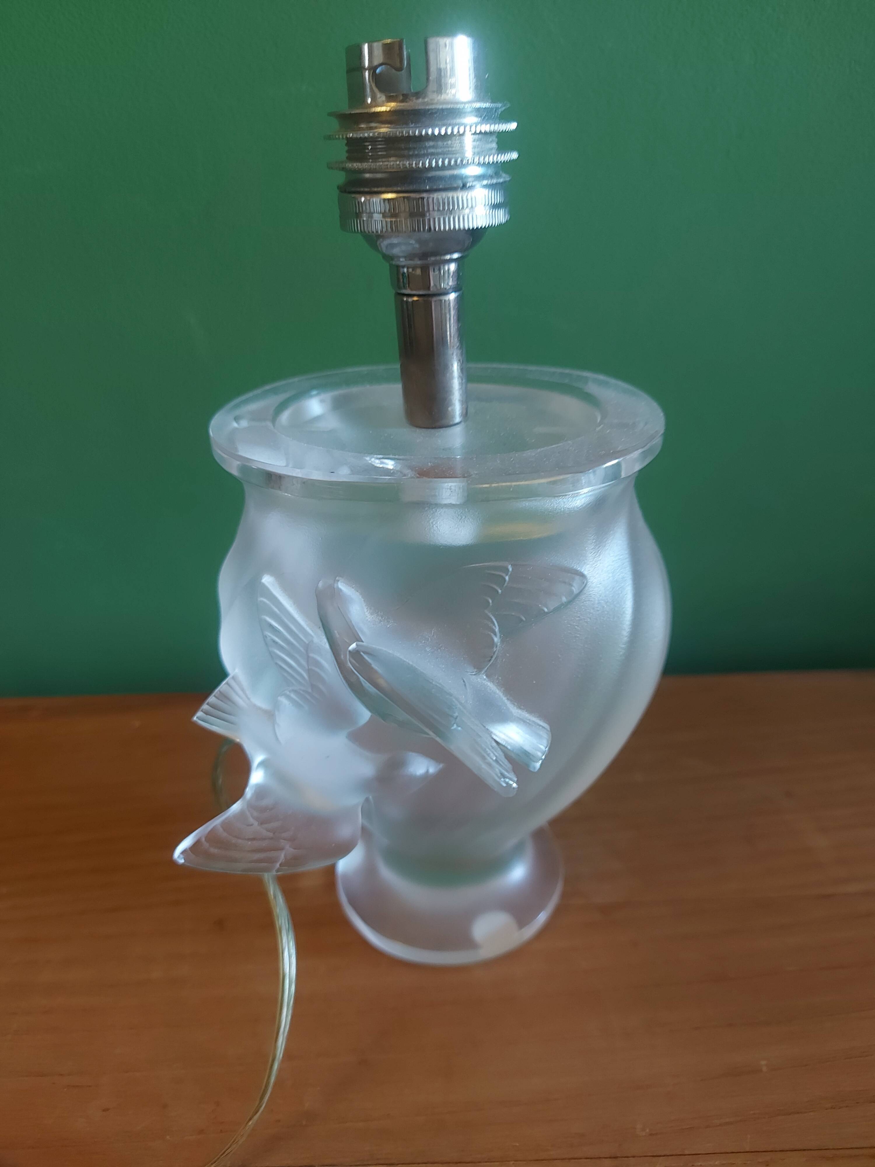 Lalique crystal lamp foot, doves