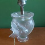 Lalique crystal lamp foot, doves