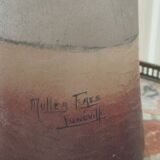 Large Muller vase "in the desert" rare piece signed 40 x 15 cm art deco - collectors