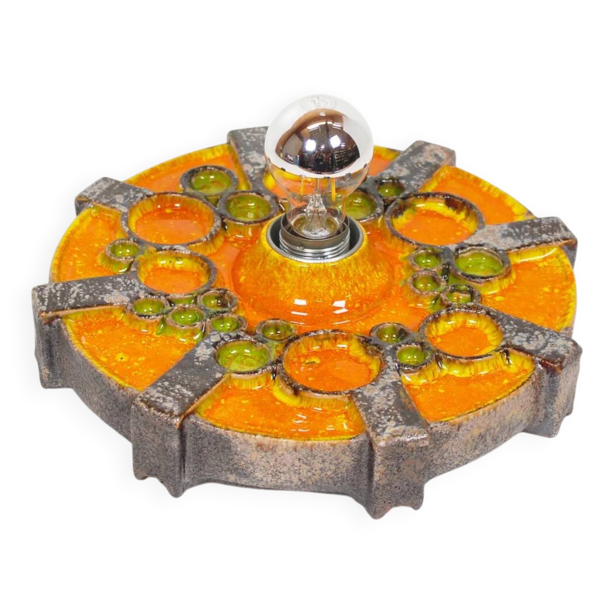 Vintage 1970s ceramic 'Fat Lava' style wall light by Hustadt Leuchten
