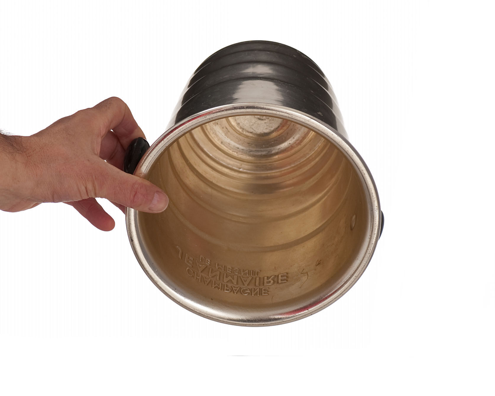 Champagne bucket in golden aluminum bakelite handles year 60