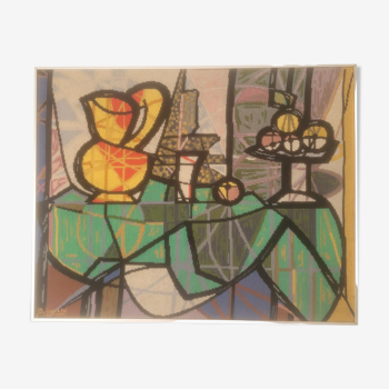 Tapisserie cubiste d'apres Picasso Nature morte a la cruche