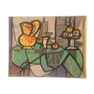 Cubist tapestry after Picasso Still life with jug