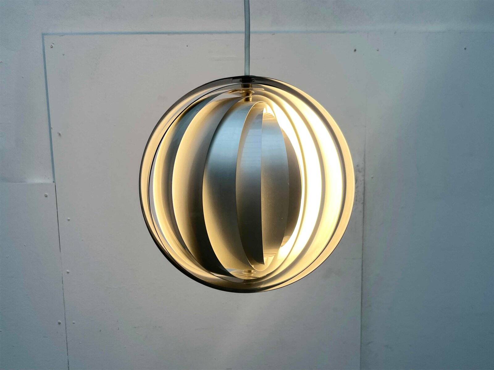 Mid-century modern moon pendant lamp from East Germany by Verner Panton for Erjoka, 1960s.