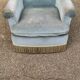 Vintage BUROV crapaud armchair in blue velvet with fringes – 1960s/70s