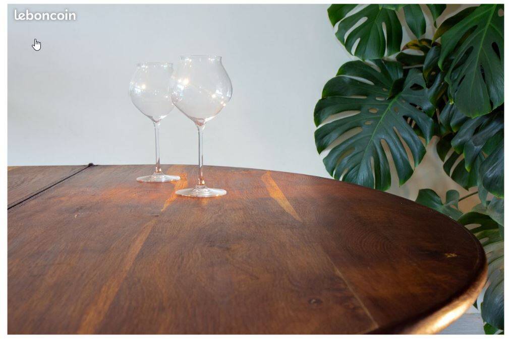 Antique half-moon oak table