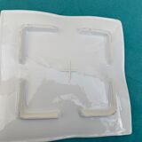 6 white glazed ceramic plates vague design and contemporary patterns
