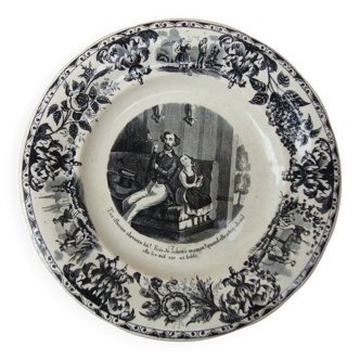 Talking plate Creil and Montereau Lebeuf Millet & Cie