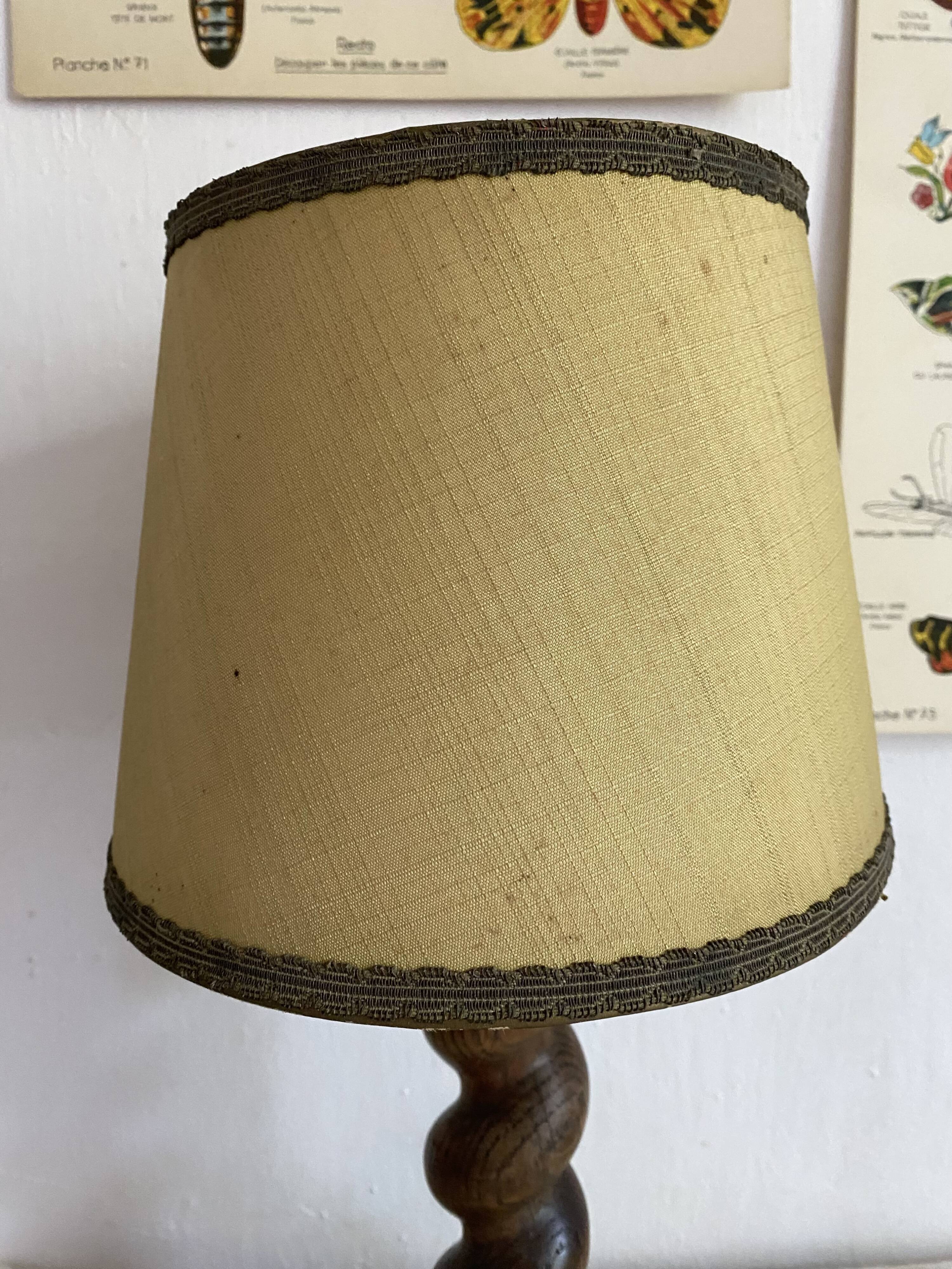 Antique lamp in twisted turned wood