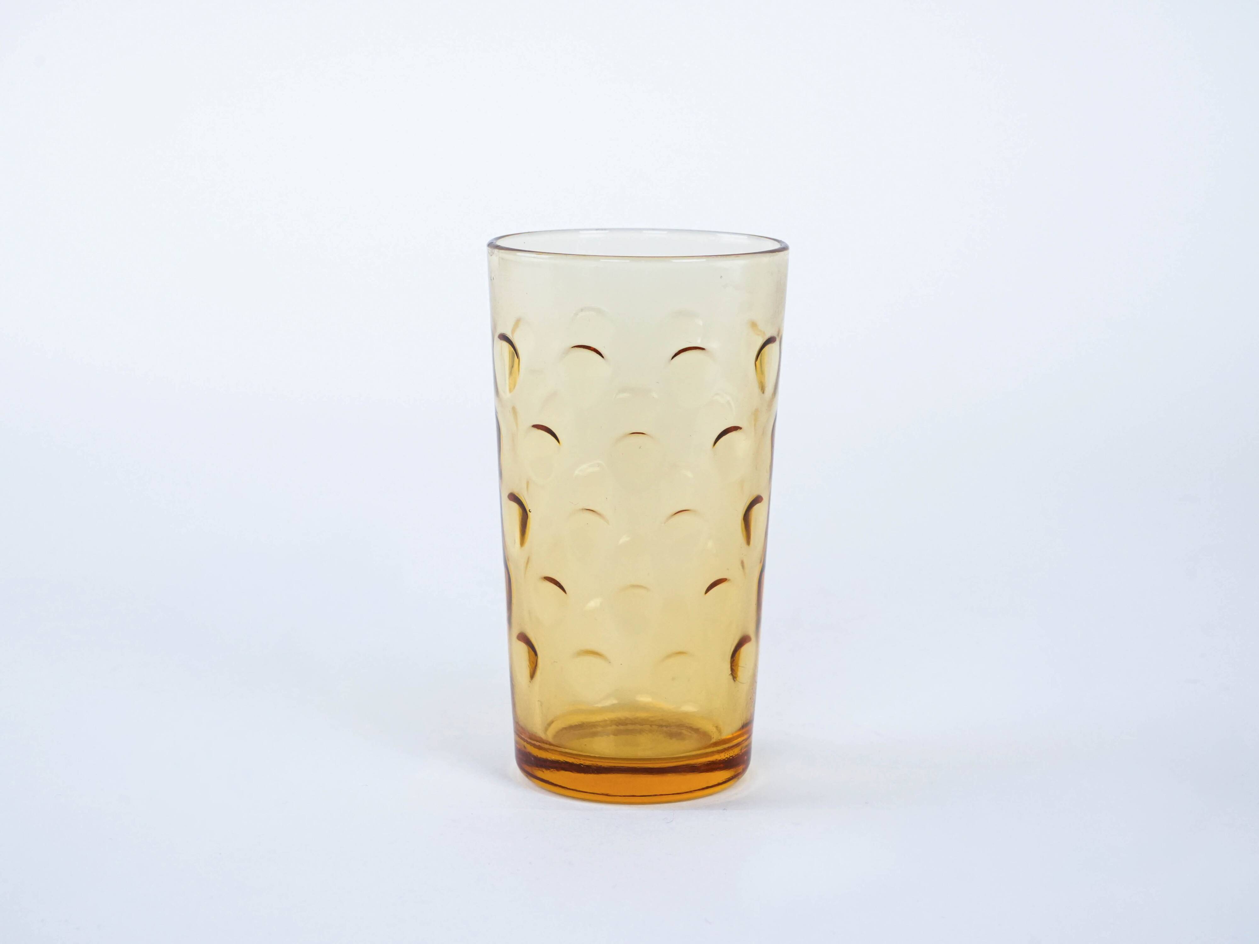Set of amber glasses, Italian design, 1970s, manufactured in Italy
