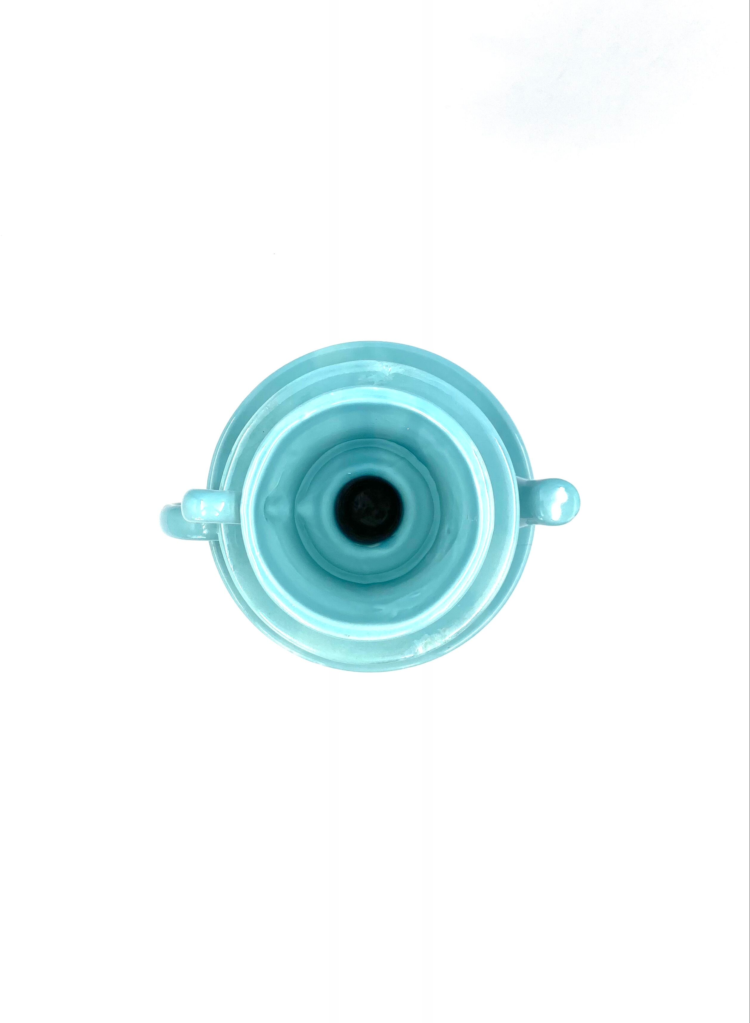 Blue tea cups stack vase, italy 1980s