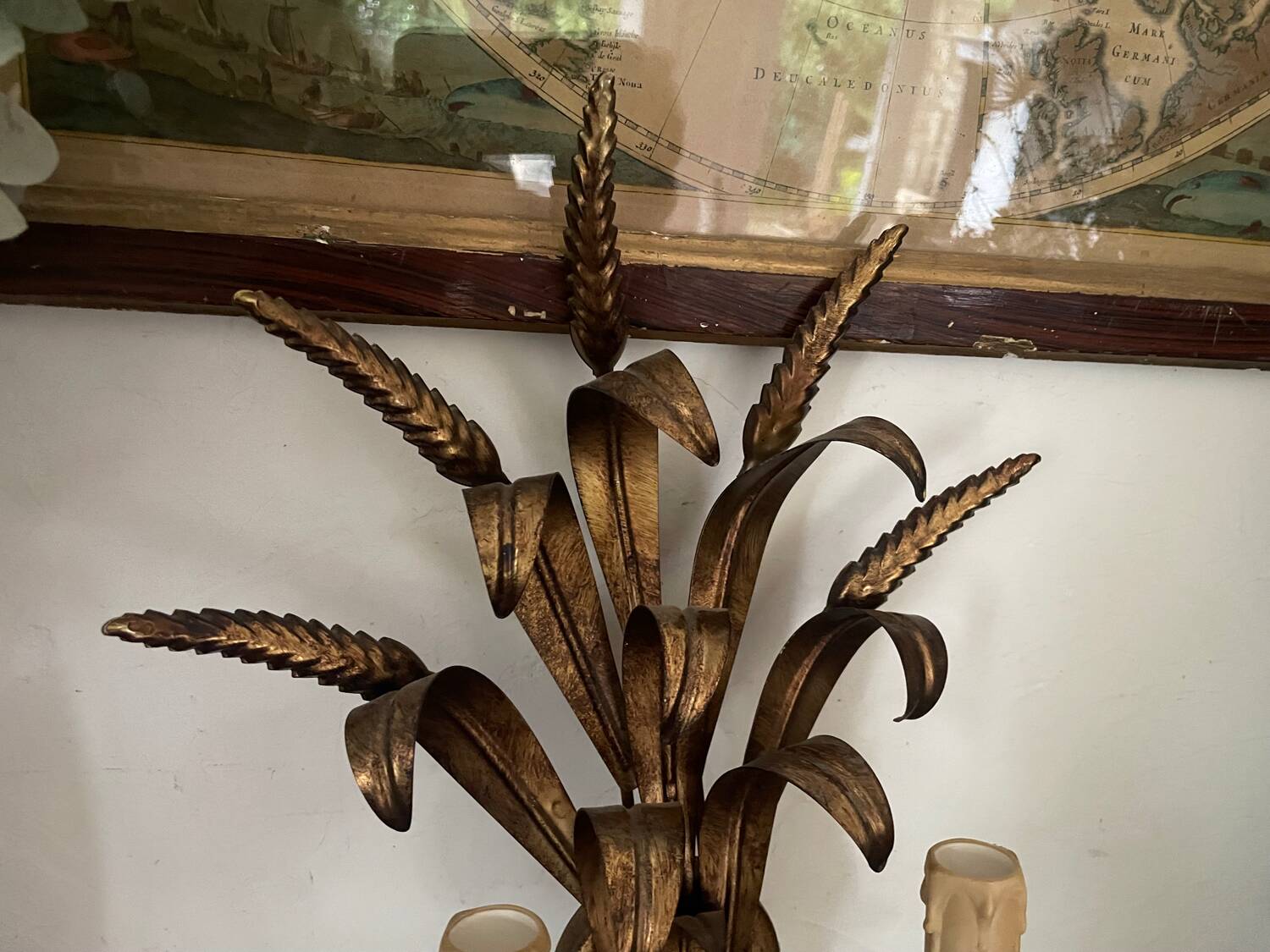 Vintage Italian ear of wheat wall light