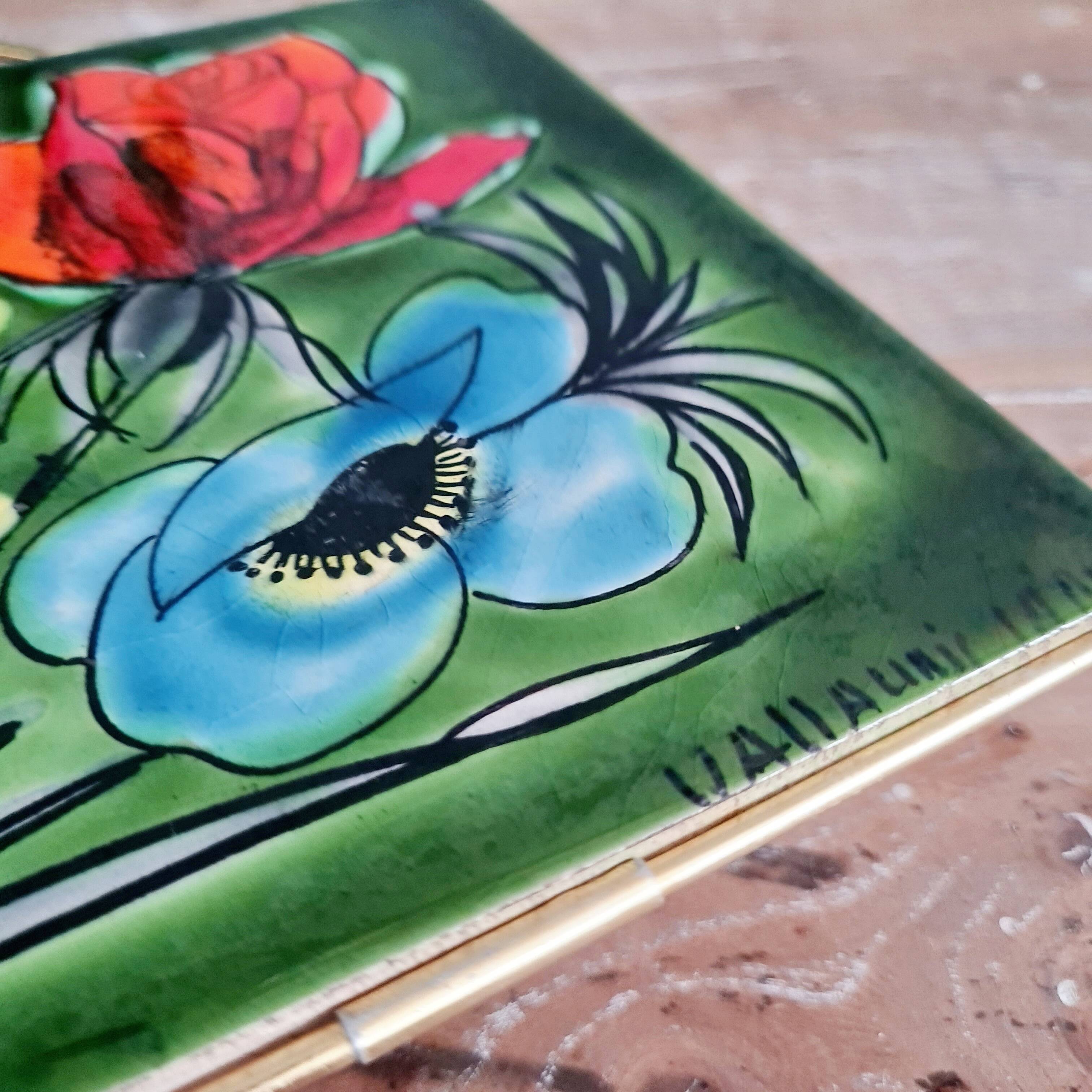 Carreau de céramique vintage Vallauris - Décor Floral