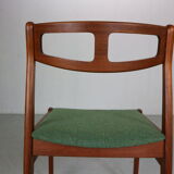 Ensemble moderne scandinave de 5 chaises de salle à manger en teck et vert