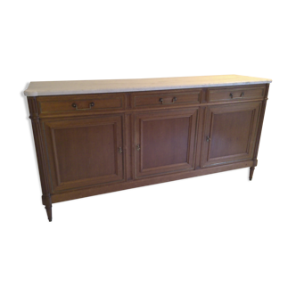Sideboard 3 doors in mahogany style Louis XVI marble top