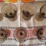 Lot de 7 verres à pied à cherry anciens en cristal soufflé