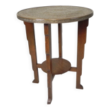 Table Art Déco avec plateau en laiton, Amsterdam School, années 1930