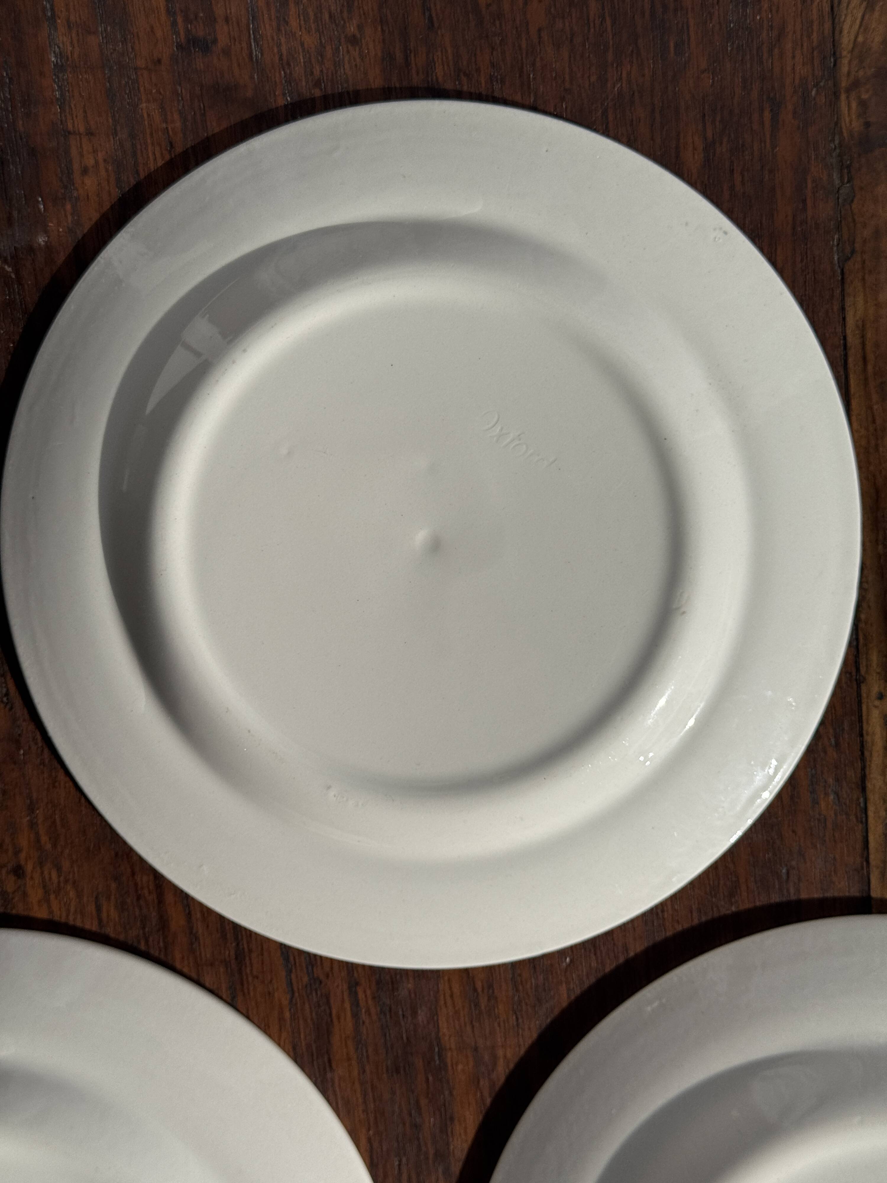 Lot de 3 petites assiettes à dessert frise de fleurs bleues pas de marque