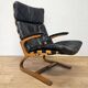 Kengu leather lounge chair by Elsa and Nordahl Solheim Rybo Rykken, Norway, 1960s