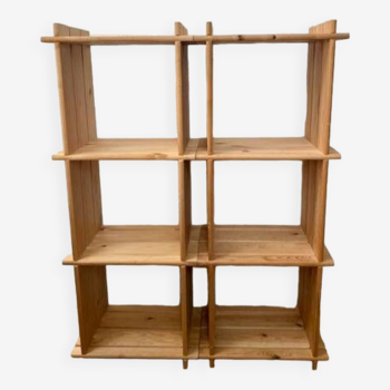 Set of wooden shelves on legs