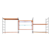Vintage wood and metal shelves, designer storage