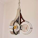Mazzega Murano pendant lamp, Italy, 1970s – chrome and art glass